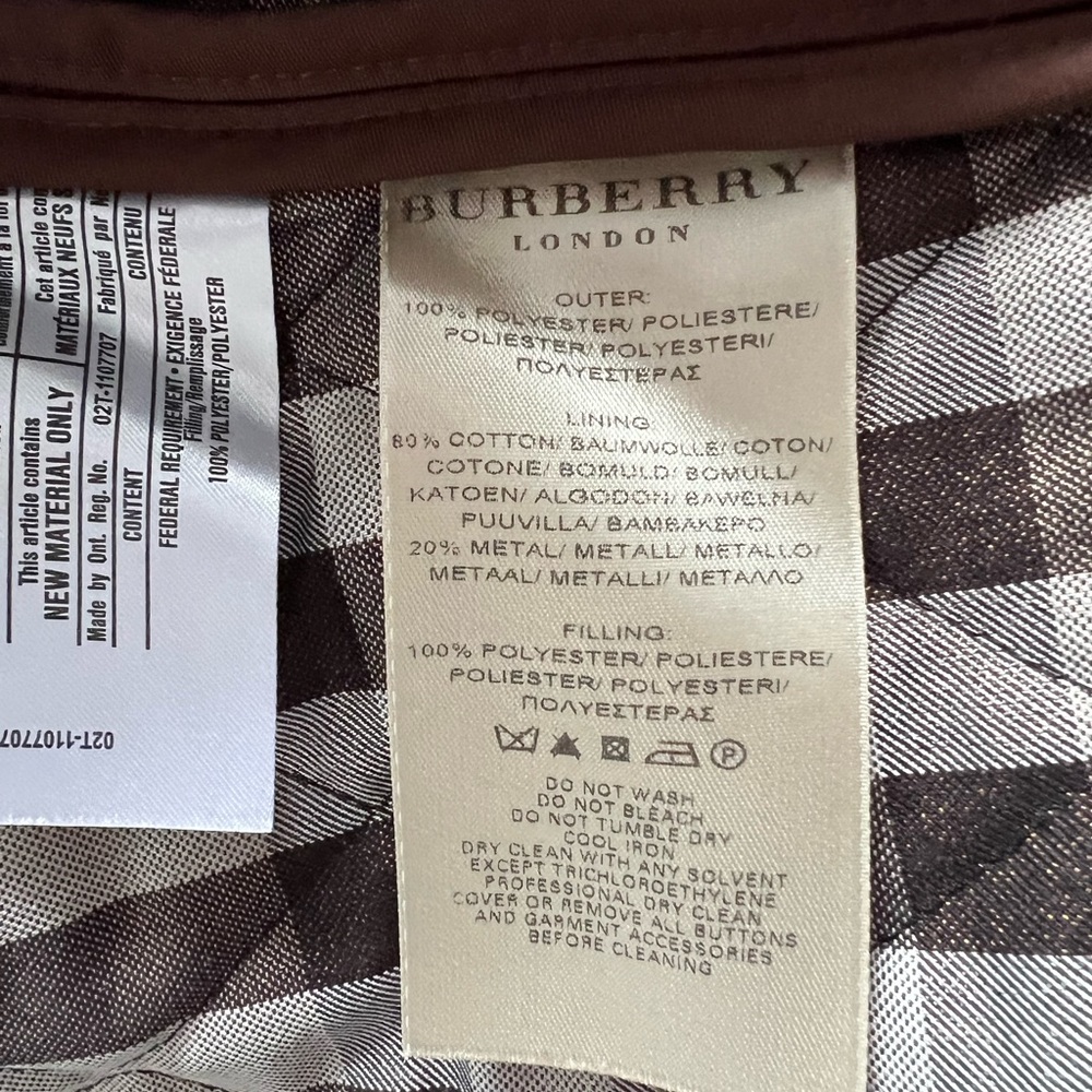 Burberry Quilted Brown Jacket w/ Buttons and Collar - Picture 5 of 8